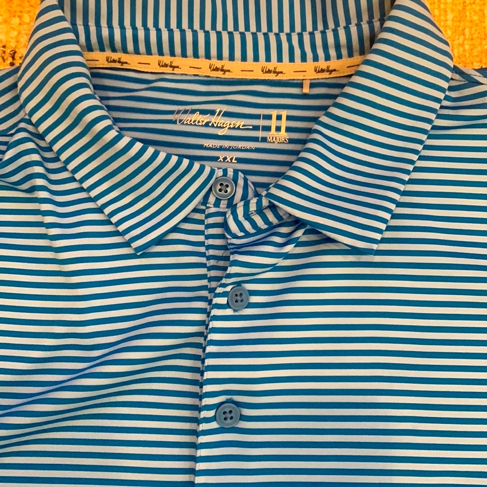 Walter Hagen Mens 11 Majors Championship Striped Polo Nwot